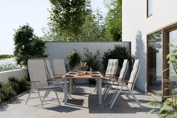 Las Vegas Uttrekkbart Spisebord Utendørs 220/280x100 cm - Hvit/Teak - Hagemøbler & utemiljø - Hagebord - Spisebord ute