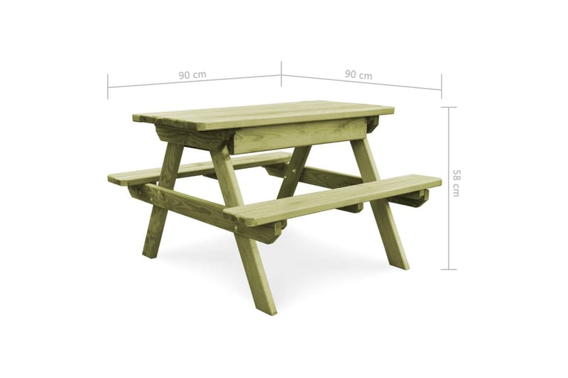 Piknikbord med benker 90x90x58 cm impregnert furu - Grønn|Beige - Spisebord ute