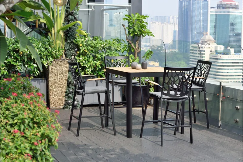 Portals bord 95 cm - Svart/Tre - Hagemøbler & utemiljø - Hagebord - Spisebord ute