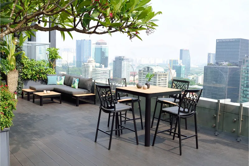 Portals bord 95 cm - Svart/Tre - Hagemøbler & utemiljø - Hagebord - Spisebord ute