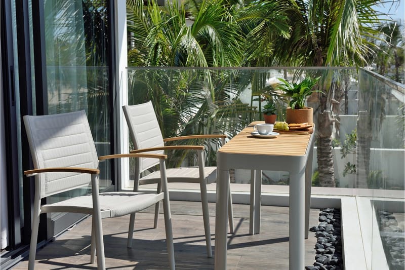 Portals Spisebord 143 cm - Hvit/Tre - Hagemøbler & utemiljø - Hagebord - Spisebord ute