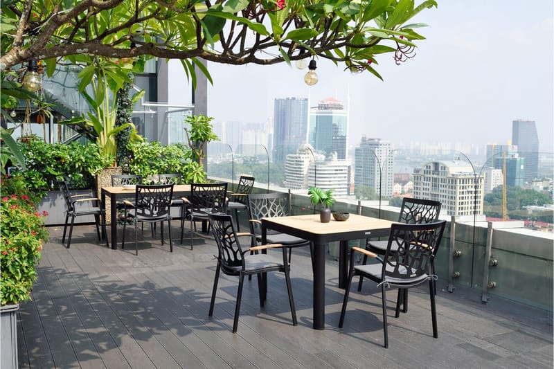 Portals Spisebord 95 cm - Svart/Tre - Hagemøbler & utemiljø - Hagebord - Spisebord ute