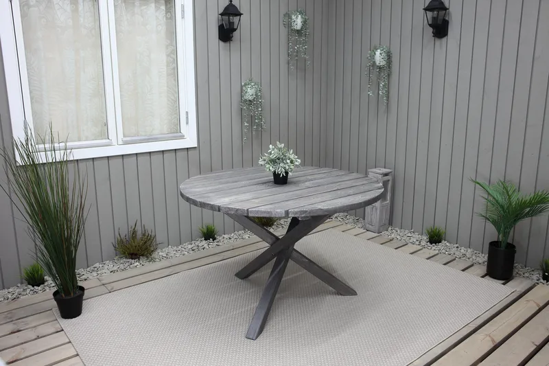 Scottsdale Fasta Spisebord 112 cm Rundt Shabby Chic - KWA - Hagemøbler & utemiljø - Hagebord - Spisebord ute