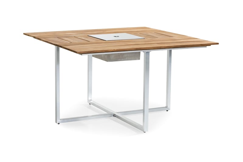 Spisebord Båstad 140x140 cm - Teak|Børstet Aluminium - Spisebord ute