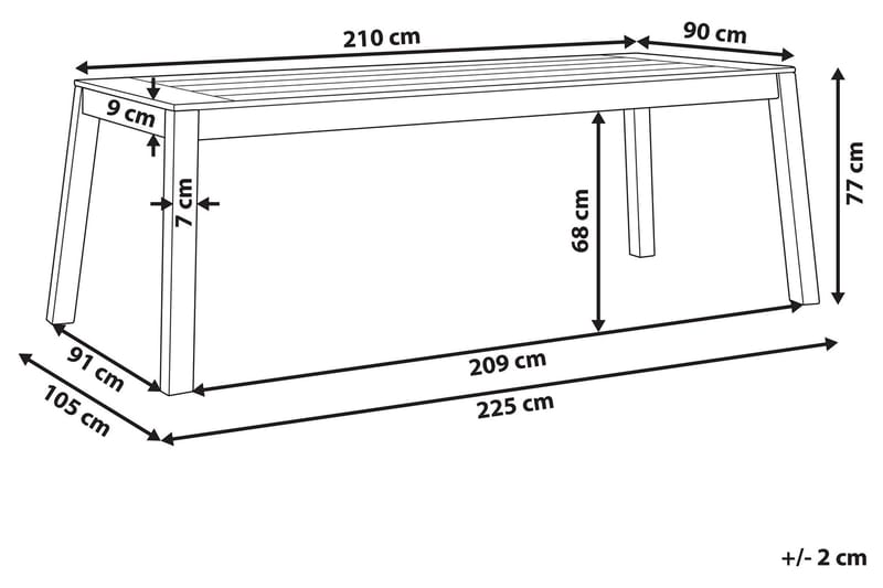 Spisebord Coteto 210 cm - Akasie - Spisebord ute