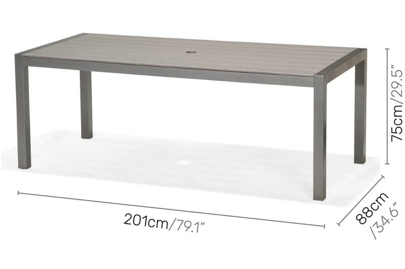 Spisebord Solana 201 cm - Grå - Spisebord ute