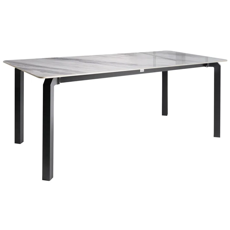 Spisebord utendørs Feletto 90x180 cm Stein, Grå/Svart
