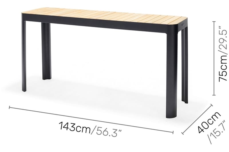 Spisebord Portals 143 cm - Svart/Tre - Spisebord ute