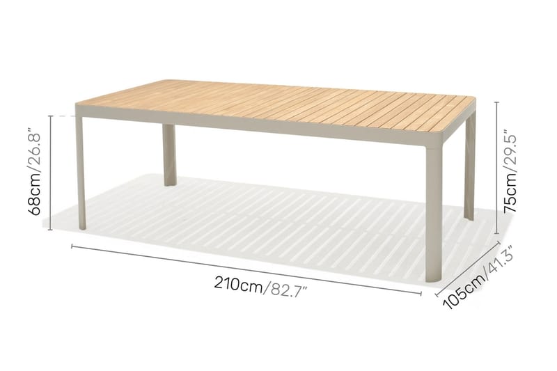 Spisebord Portals 209 cm - Hvit/Tre - Spisebord ute