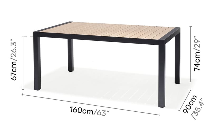 Spisebord Panama 156 cm - Svart/Gul - Spisebord ute