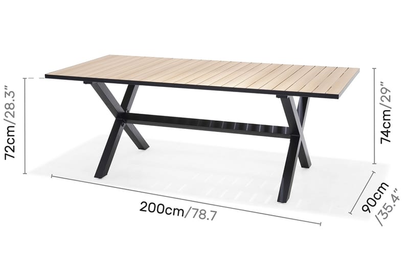 Spisebord Panama 200 cm - Svart/Gul - Spisebord ute