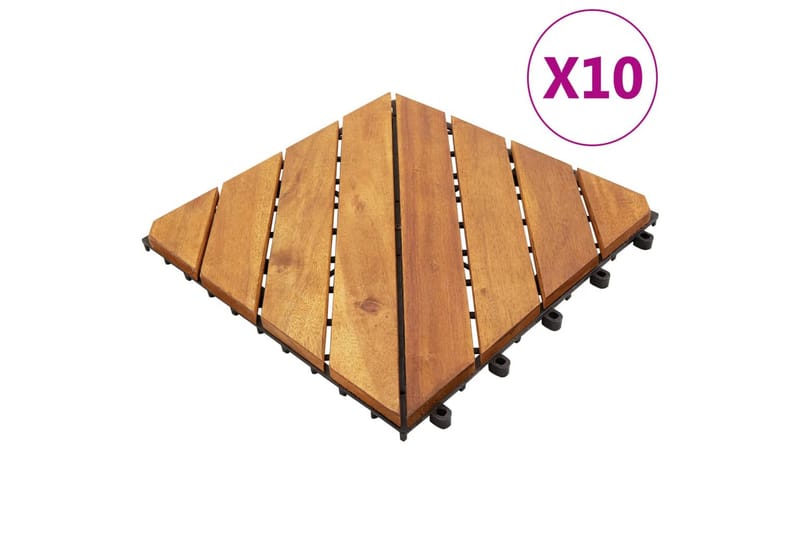 Terrassebord 10 stk 30x30 cm heltre akasie - Brun - Spisebord ute
