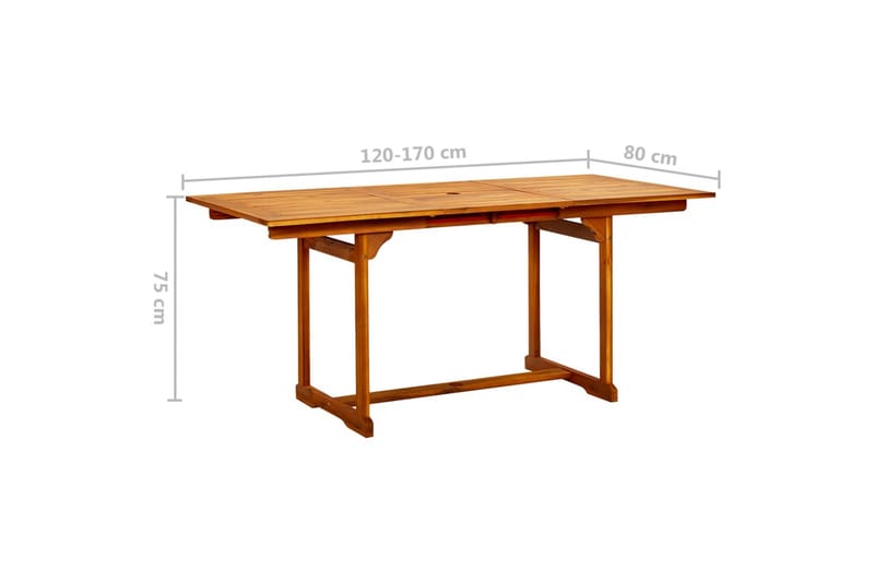 Utendørs spisebord (120-170)x80x75 cm heltre akasie - Brun - Spisebord ute