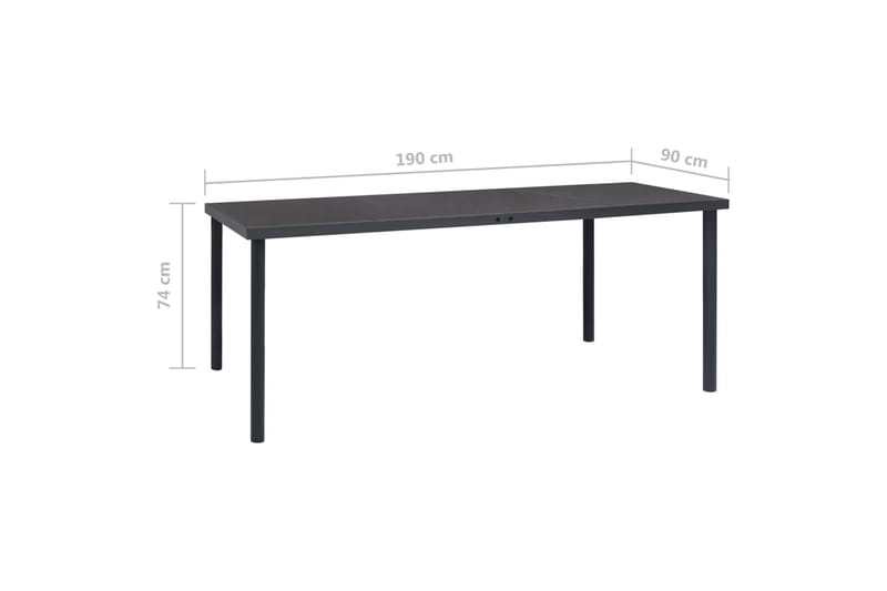 Utendørs spisebord antrasitt 190x90x74 cm stål - Antrasittgrå - Spisebord ute