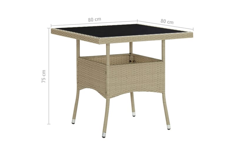 Utendørs spisebord beige polyrotting og glass - Beige - Spisebord ute