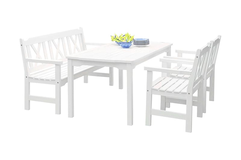 Visby bord 85x150 cm - Hvitbeiset furu - Spisebord ute