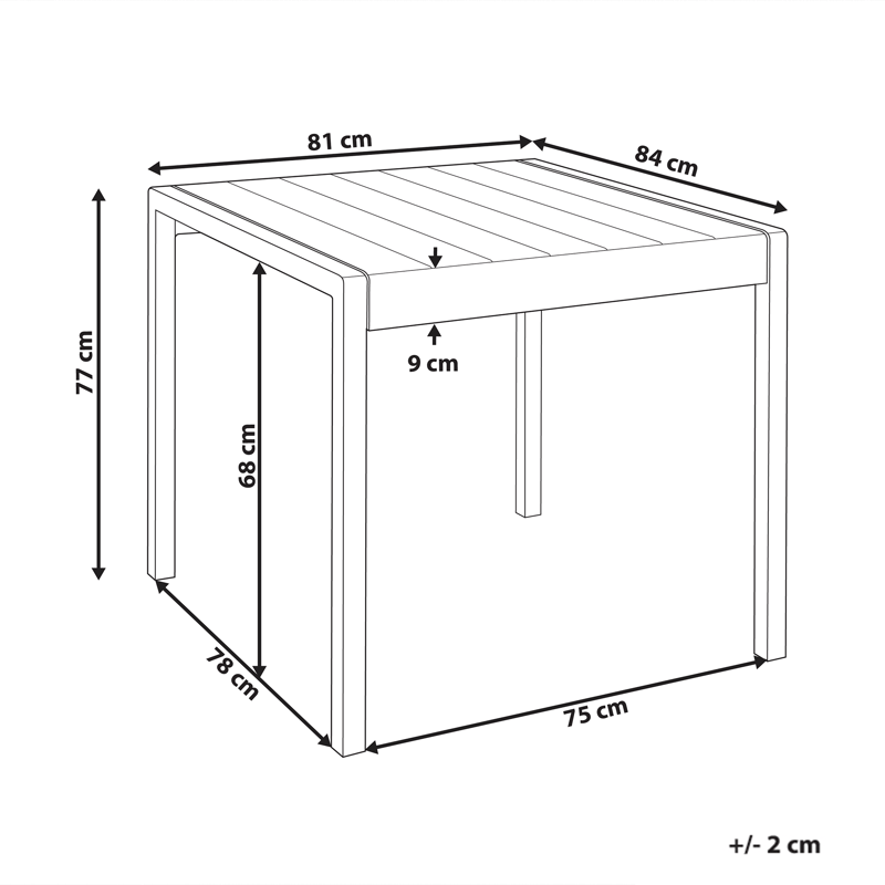 Spisebord utendørs Bartica 81x84 cm - Grå - Hagemøbler & utemiljø - Hagebord - Spisebord ute
