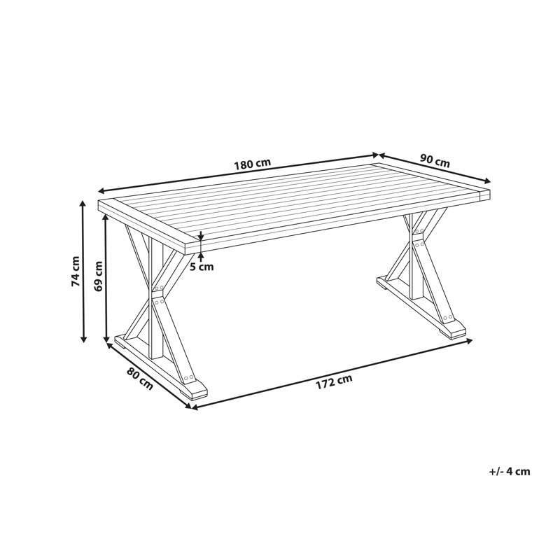 Spisebord utendørs Calabritto 90 cm 180 cm akasietre - Brun - Hagemøbler & utemiljø - Hagebord - Spisebord ute