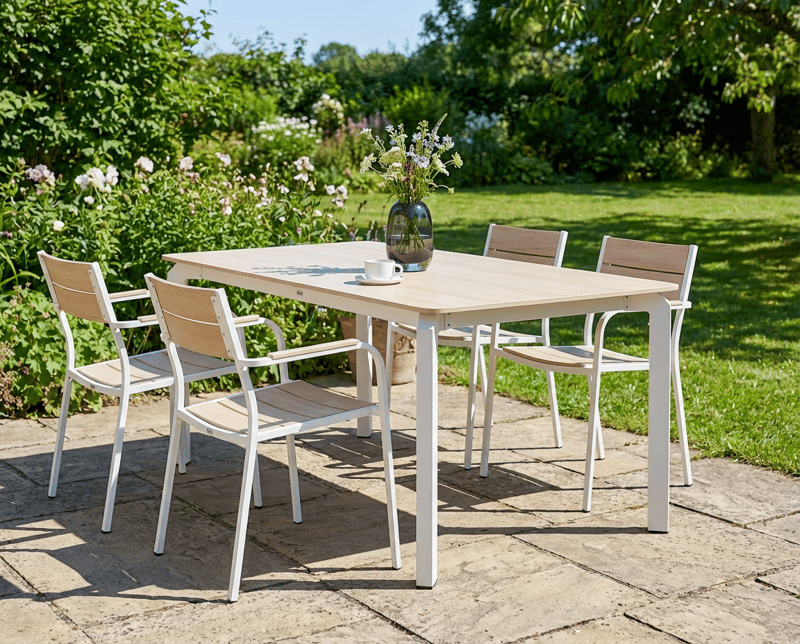 Spisebord utendørs Feletto 180 cm 90 cm Stein - Beige/hvit - Hagemøbler & utemiljø - Hagebord - Spisebord ute