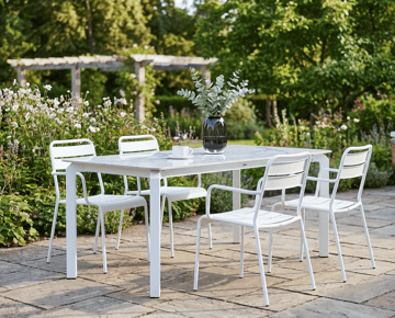 Spisebord utendørs Feletto 90x180 cm Stein Hvit - Hvit - Hagemøbler & utemiljø - Hagebord - Spisebord ute