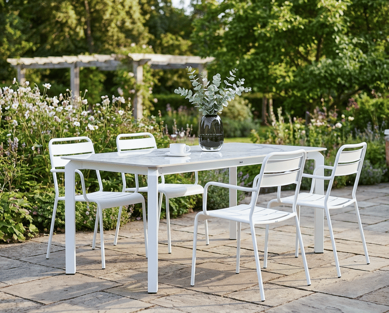 Spisebord utendørs Feletto 90x180 cm Stein Hvit - Hvit - Hagemøbler & utemiljø - Hagebord - Spisebord ute