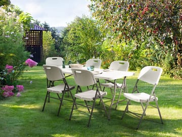 Spisebord utendørs for 6 personer Cugnoli 180 cm 74 cm - Hvit/sølv - Hagemøbler & utemiljø - Hagebord - Spisebord ute