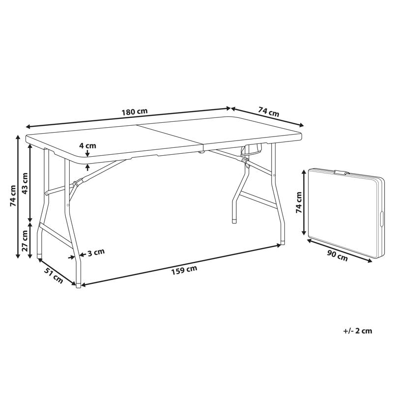Spisebord utendørs for 6 personer Cugnoli 180 cm 74 cm - Hvit/sølv - Hagemøbler & utemiljø - Hagebord - Spisebord ute