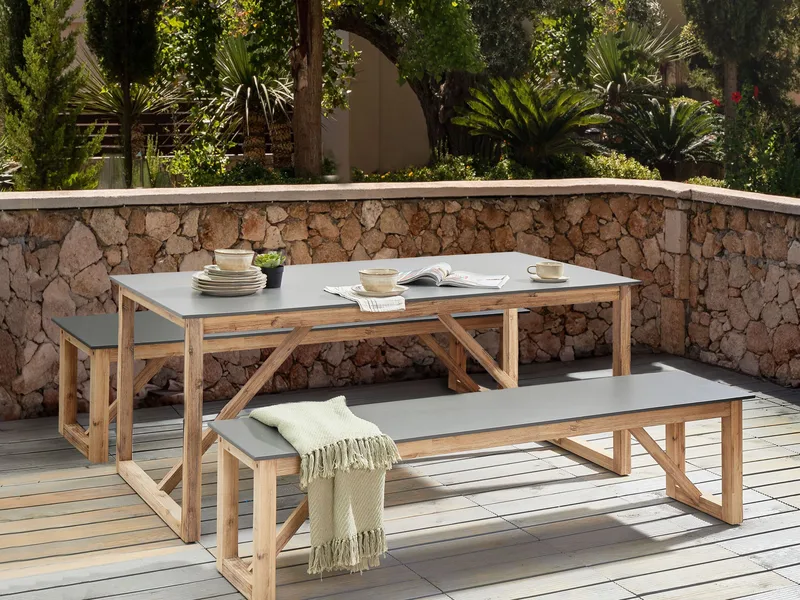 Spisebord utendørs Notteri 90x180 cm Betong - Grå/Brun - Hagemøbler & utemiljø - Hagebord - Spisebord ute