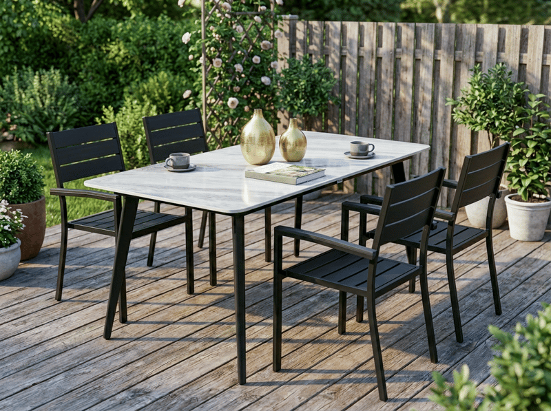 Spisebord utendørs Rodallo 160 cm Stein - Grå/Svart - Hagemøbler & utemiljø - Hagebord - Spisebord ute