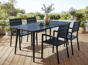 Spisebord utendørs Rodallo 90x160 cm Stein - Svart - Hagemøbler & utemiljø - Hagebord - Spisebord ute