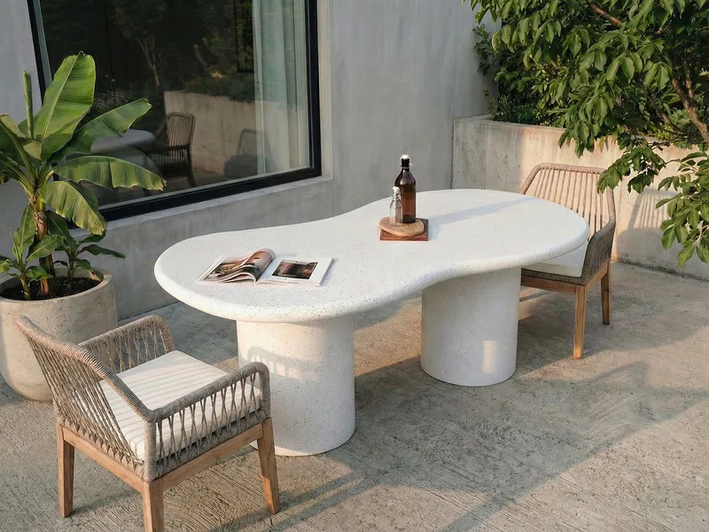 Spisebord utendørs Sirmione 200 cm terrazzoeffekt - Hvit - Hagemøbler & utemiljø - Hagebord - Spisebord ute