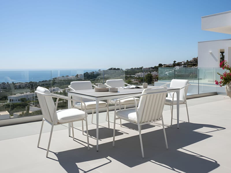 Spisebord utendørs Sovareto 90x180 cm imitasjon av tre - Grå/hvit - Hagemøbler & utemiljø - Hagebord - Spisebord ute