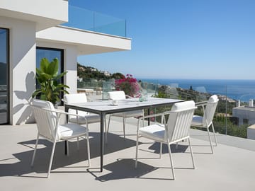 Spisebord utendørs Sovareto 90x180 cm marmoreffekt - Hvit/Grå - Hagemøbler & utemiljø - Hagebord - Spisebord ute