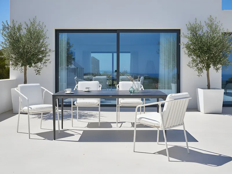 Spisebord utendørs Sovareto 90x180 cm marmoreffekt - Svart/Grå - Hagemøbler & utemiljø - Hagebord - Spisebord ute