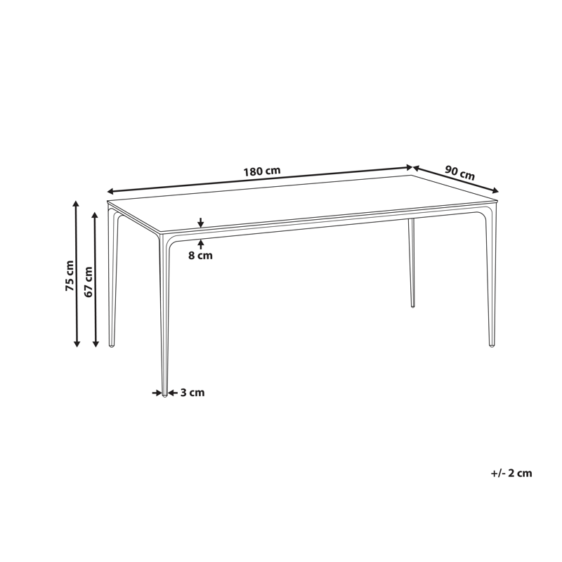 Spisebord utendørs Sovareto 90x180 cm marmoreffekt - Svart/Hvit - Hagemøbler & utemiljø - Hagebord - Spisebord ute