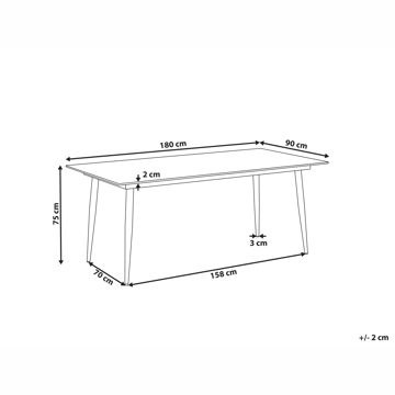 Spisebord utendørs Tolentino 90x180 cm marmoreffekt - Grå - Hagemøbler & utemiljø - Hagebord - Spisebord ute