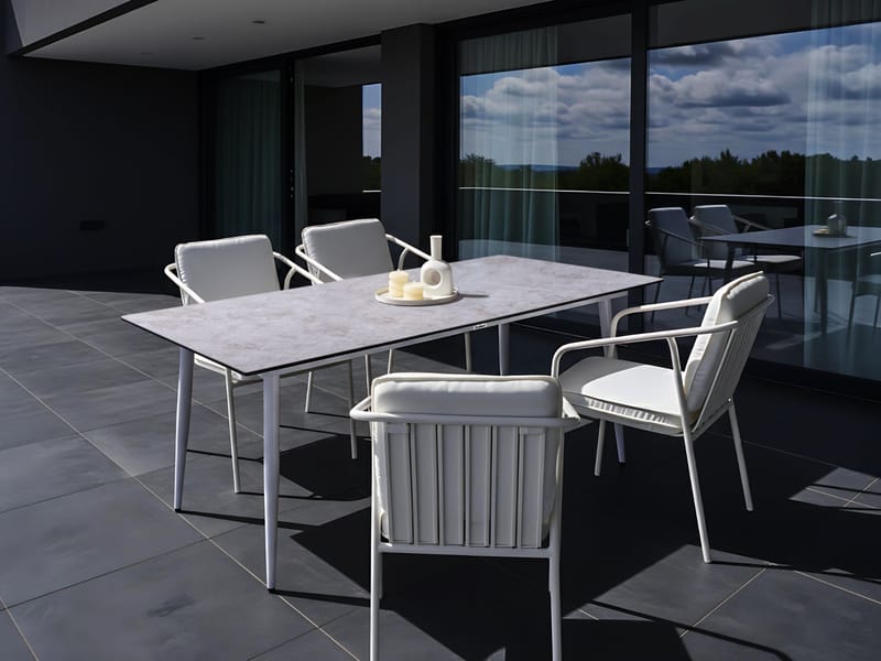 Spisebord utendørs Tolentino 90x180 cm steineffekt - Grå/hvit - Hagemøbler & utemiljø - Hagebord - Spisebord ute