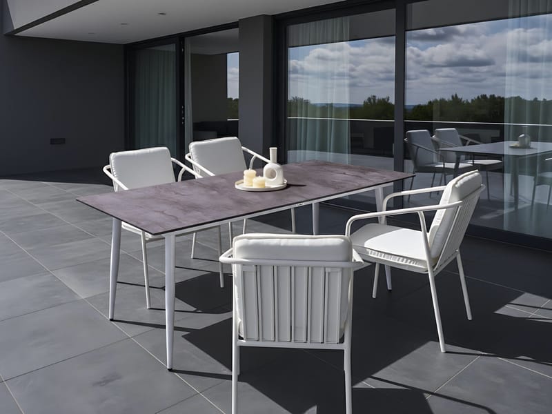 Spisebord utendørs Tolentino 90x180 cm steineffekt - Hvit/Grå - Hagemøbler & utemiljø - Hagebord - Spisebord ute