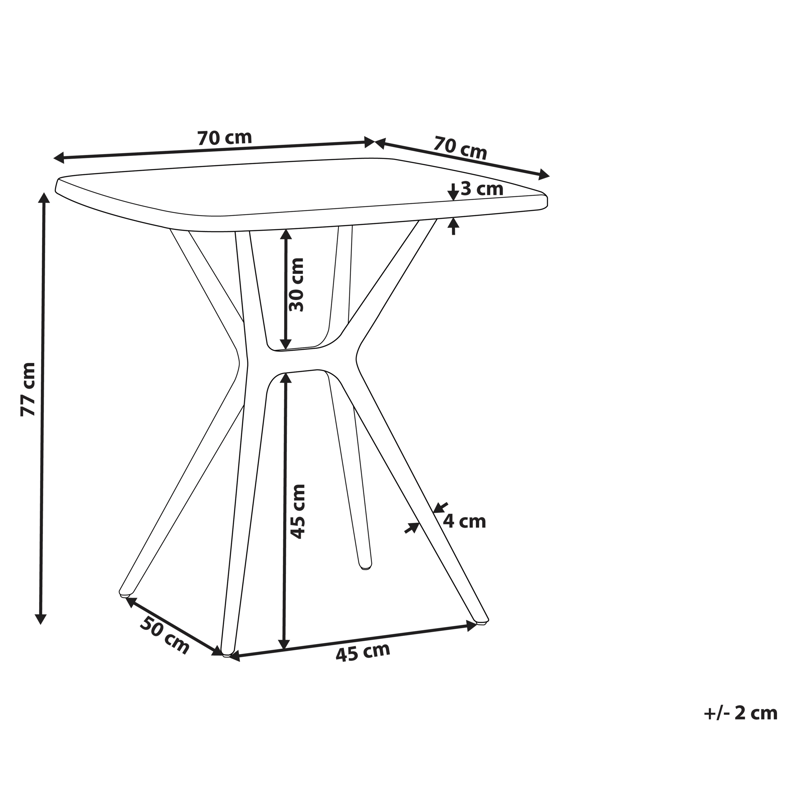 Spisebord utendørs Piave 70x70 cm - Svart - Hagemøbler & utemiljø - Hagebord - Spisebord ute
