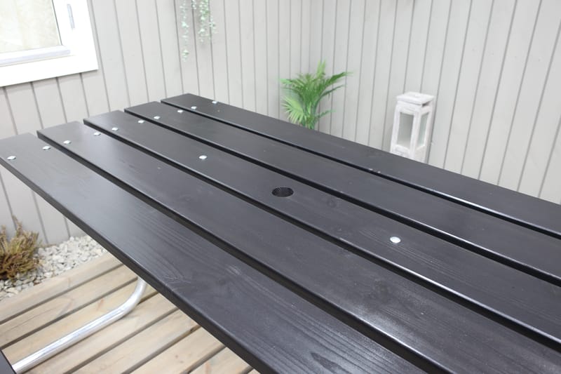 Stabil Pikniksett Metall Ryggstøtte inkludert - Svart - Hagemøbler & utemiljø - Hagebord - Piknikbord