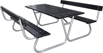 Stabil Pikniksett Metall Ryggstøtte inkludert - Svart - Hagemøbler & utemiljø - Hagebord - Piknikbord