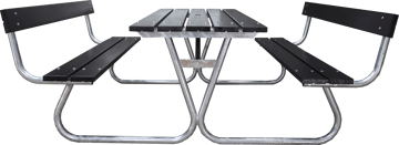 Stabil Pikniksett Metall Ryggstøtte inkludert - Svart - Hagemøbler & utemiljø - Hagebord - Piknikbord