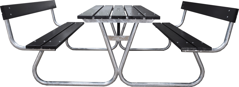 Stabil Pikniksett Metall Ryggstøtte inkludert - Svart - Hagemøbler & utemiljø - Hagebord - Piknikbord