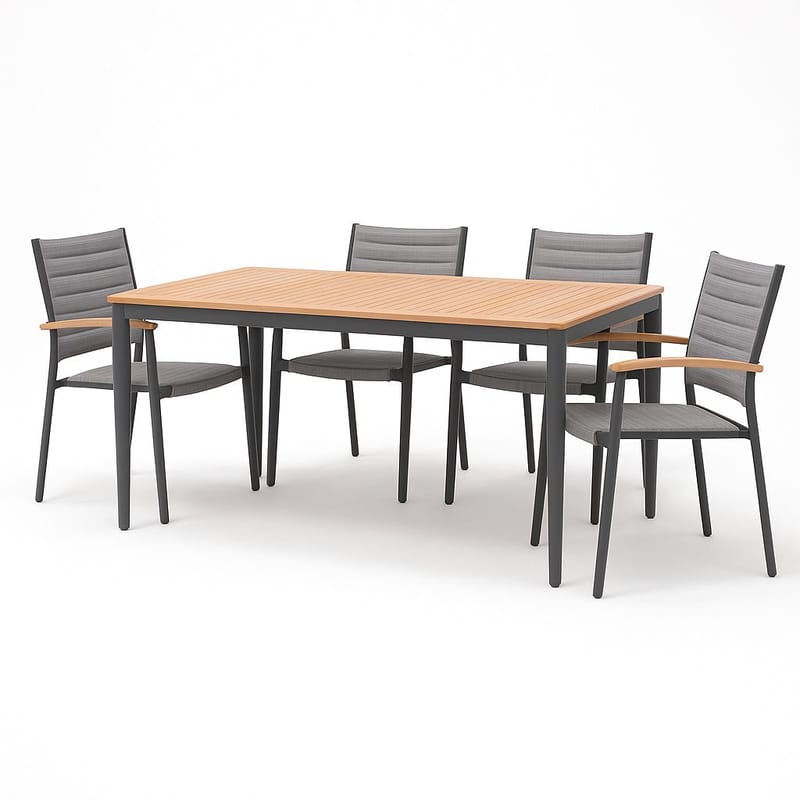 TOPAZ Bord 144 cm - Tre/Grå - Hagemøbler & utemiljø - Hagebord - Spisebord ute