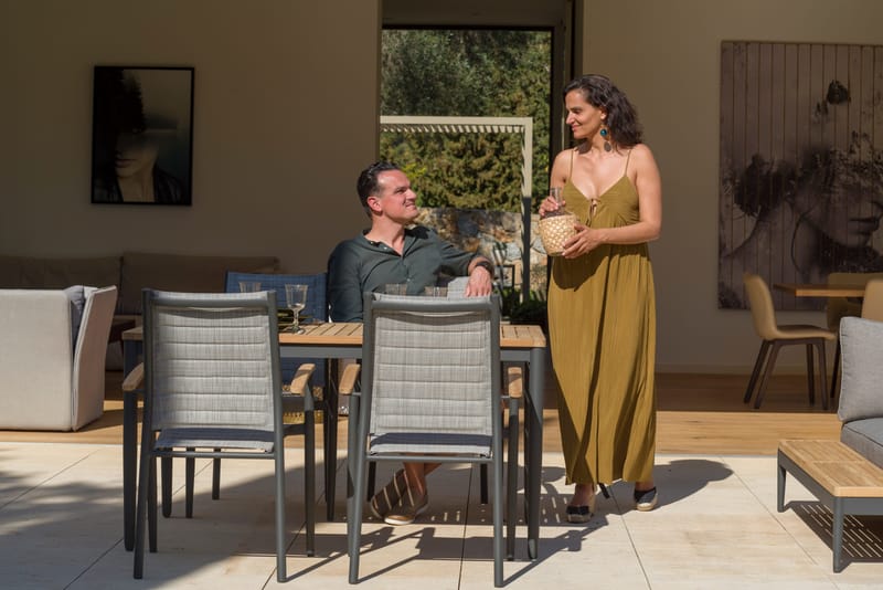 TOPAZ Bord 144 cm - Tre/Grå - Hagemøbler & utemiljø - Hagebord - Spisebord ute