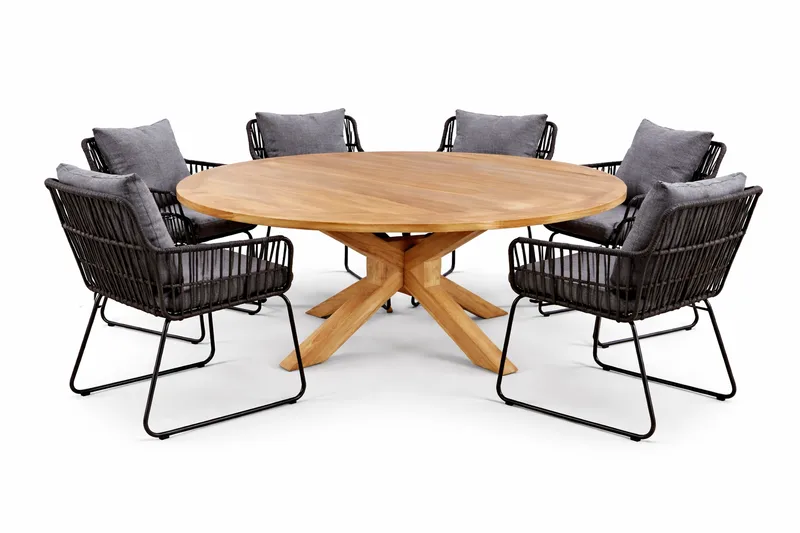 Toscana Utebord Ø180 cm - Naturlig Farget - Hagemøbler & utemiljø - Hagebord - Spisebord ute