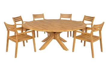Toscana Utebord Ø180 cm - Naturlig Farget - Hagemøbler & utemiljø - Hagebord - Spisebord ute