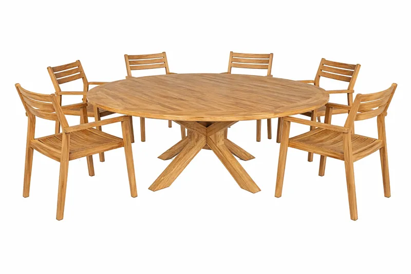 Toscana Utebord Ø180 cm - Naturlig Farget - Hagemøbler & utemiljø - Hagebord - Spisebord ute