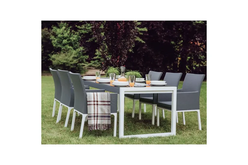 Trädgårdsbord Beliani Bacoli Grey||White - Hagemøbler & utemiljø - Hagebord - Spisebord ute
