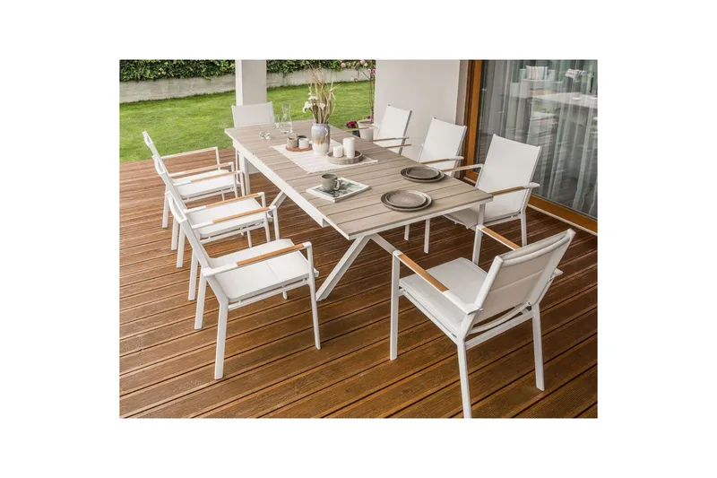Trädgårdsbord Beliani Fanes Ljus trä/grå Light wood||White - Hagemøbler & utemiljø - Hagebord - Spisebord ute